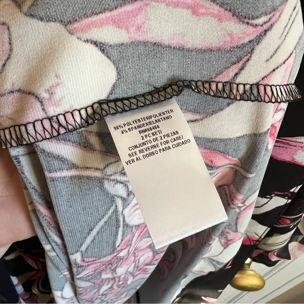 Sandra Darren Black and Pink Floral Dress